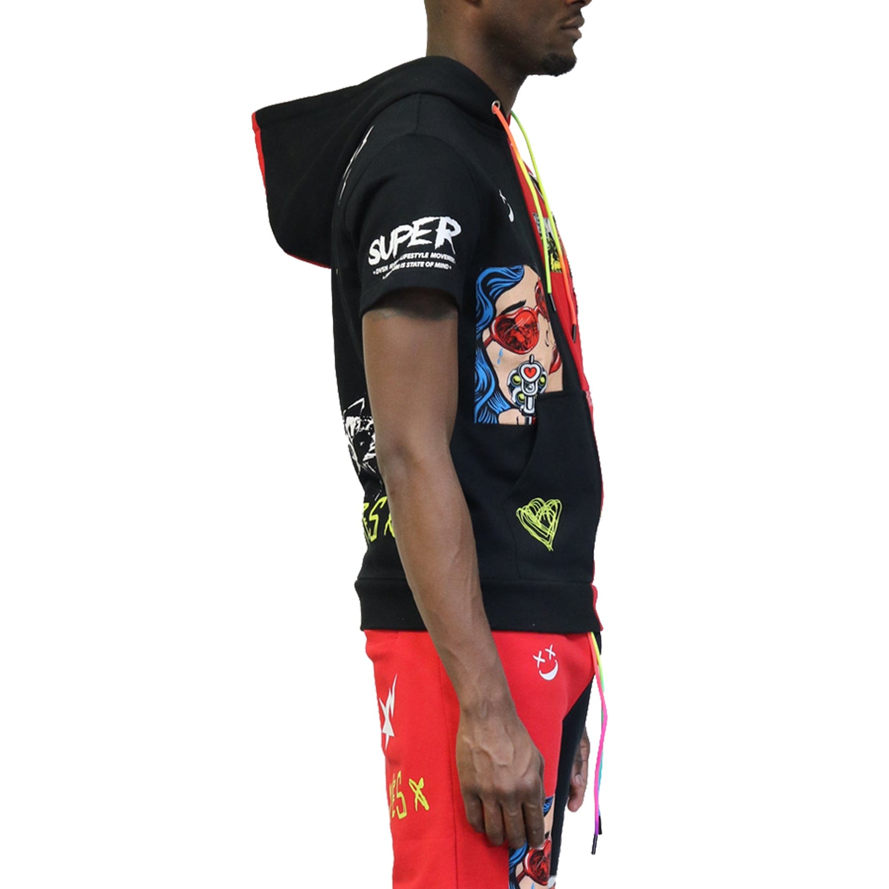 KLEEP Men's Sweatshirt Reese Split Pullover Short Sleeve Hoodie