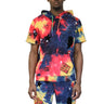 KLEEP Men's Sweatshirt TOPE Tie die Pullover Short Sleeve Hoodie