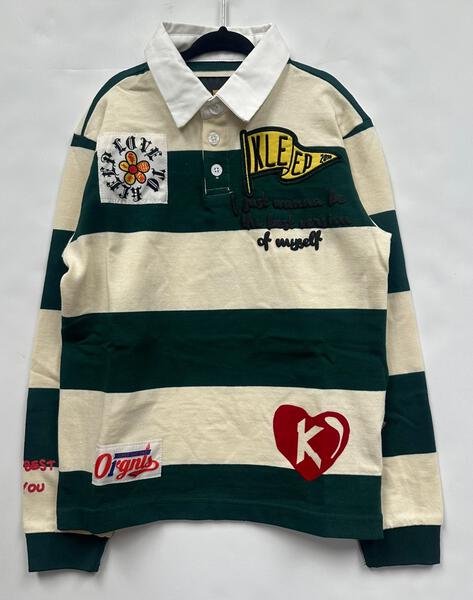 SAGE Kid's Long Sleeve Polo Shirt With Heavy Print Effects & Patch Works - Love to KleepKid's Polo ShirtKLEEPLove to Kleep