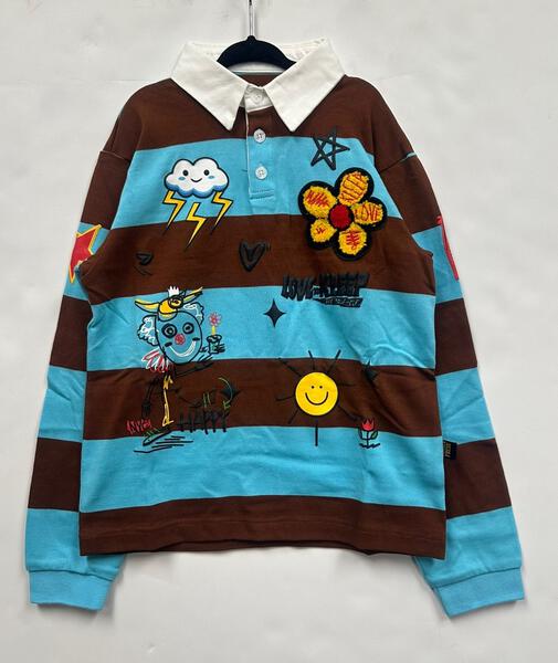 JORDY Kid's Long Sleeve Polo Shirt With Heavy Print Effects & Patch Works - Love to KleepKid's Polo ShirtKLEEPLove to Kleep