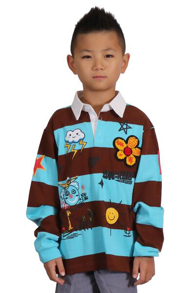 JORDY Kid's Long Sleeve Polo Shirt With Heavy Print Effects & Patch Works - Love to KleepKid's Polo ShirtKLEEPLove to Kleep