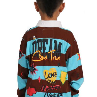 JORDY Kid's Long Sleeve Polo Shirt With Heavy Print Effects & Patch Works - Love to KleepKid's Polo ShirtKLEEPLove to Kleep