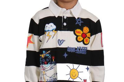 CROW Kid's Long Sleeve Polo Shirt With Heavy Print Effects & Patch Works - Love to KleepKid's Polo ShirtLove to KleepLove to Kleep