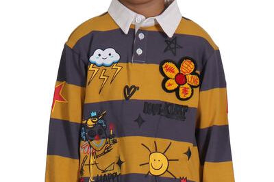 BISCOTTI Kid's Long Sleeve Polo Shirt With Heavy Print Effects & Patch Works - Love to KleepKid's Polo ShirtKLEEPLove to Kleep