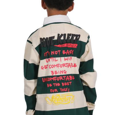 SAGE Kid's Long Sleeve Polo Shirt With Heavy Print Effects & Patch Works - Love to KleepKid's Polo ShirtKLEEPLove to Kleep