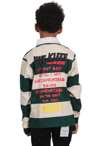 SAGE Kid's Long Sleeve Polo Shirt With Heavy Print Effects & Patch Works - Love to KleepKid's Polo ShirtKLEEPLove to Kleep