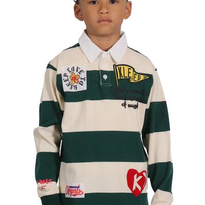 SAGE Kid's Long Sleeve Polo Shirt With Heavy Print Effects & Patch Works - Love to KleepKid's Polo ShirtKLEEPLove to Kleep