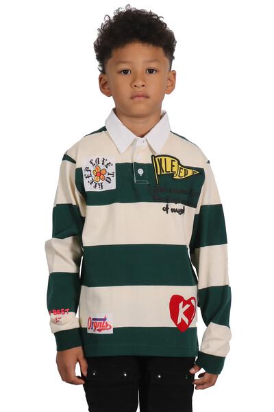 SAGE Kid's Long Sleeve Polo Shirt With Heavy Print Effects & Patch Works - Love to KleepKid's Polo ShirtKLEEPLove to Kleep