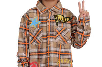 ROY Kid's Premium Mid - weight Flannel Shirt With Heavy Embroidery Works, Patch Work & Print Effects - Love to KleepKid's Button Down ShirtKLEEPLove to Kleep