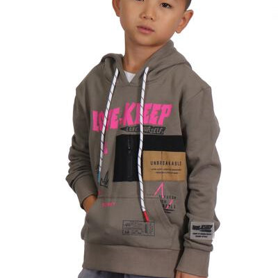 Ash Grey Kid's Premium French Terry Fleece Hoodie - Love to KleepKid's Knit HoodieKLEEPLove to Kleep