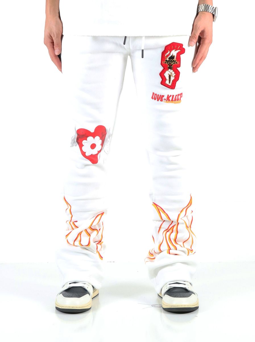 FROST Heavy weight brushed graphic skinny flare stacked pants - Love to KleepMen's SweatpantsKLEEPLove to Kleep