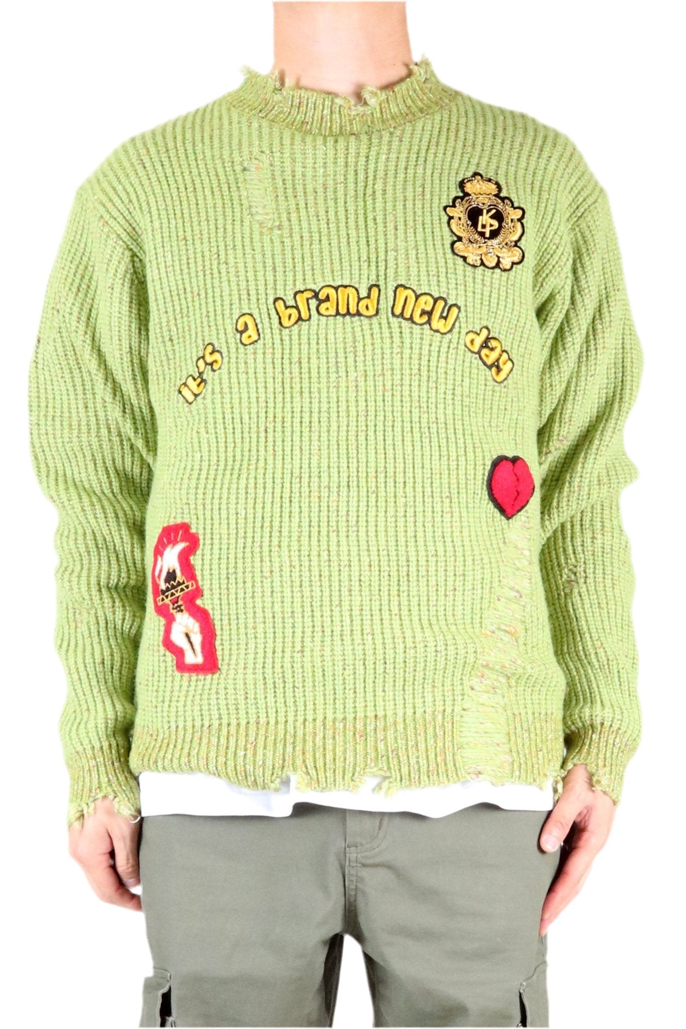 ORION Heavy Gauge Ripped Knit Sweater with patches - Love to KleepMen's SweaterKLEEPLove to Kleep