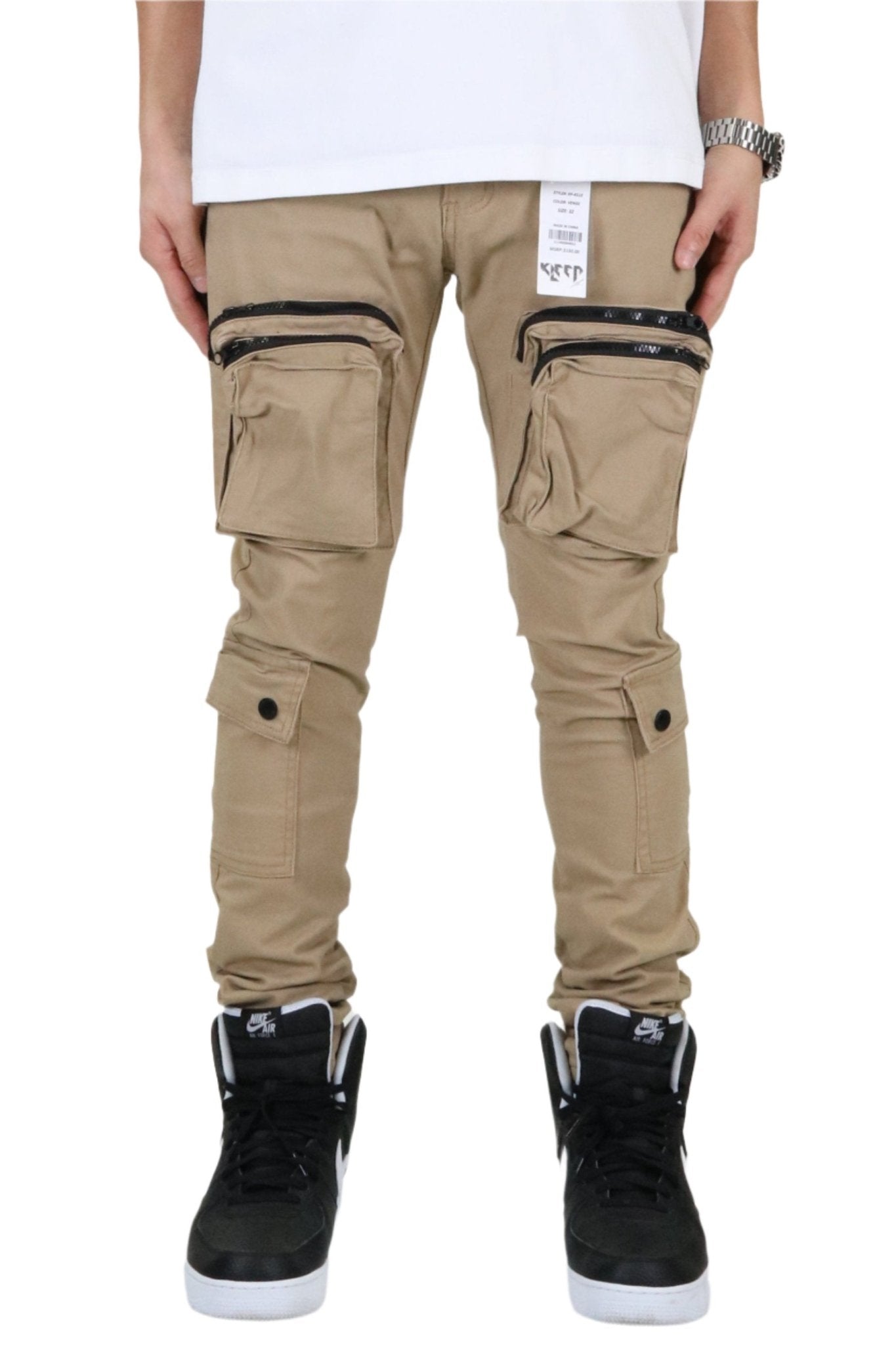 VENGE Men's premium twill khaki cargo pants. - Love to KleepMen's PantsKLEEPLove to Kleep