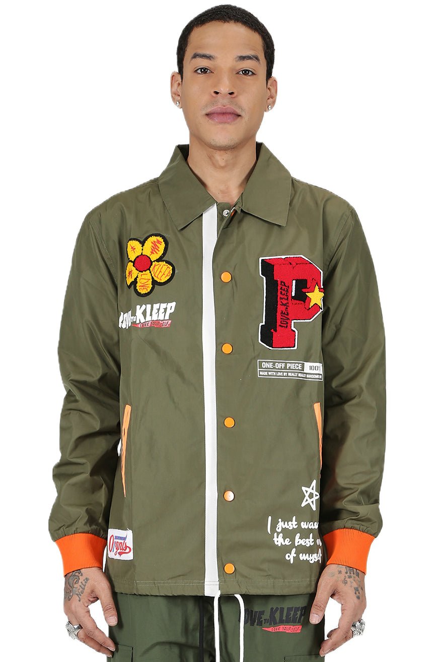 BELMONT Men's premium nylon long sleeve coach jacket with multi patches - Love to KleepMen's JacketKLEEPLove to Kleep