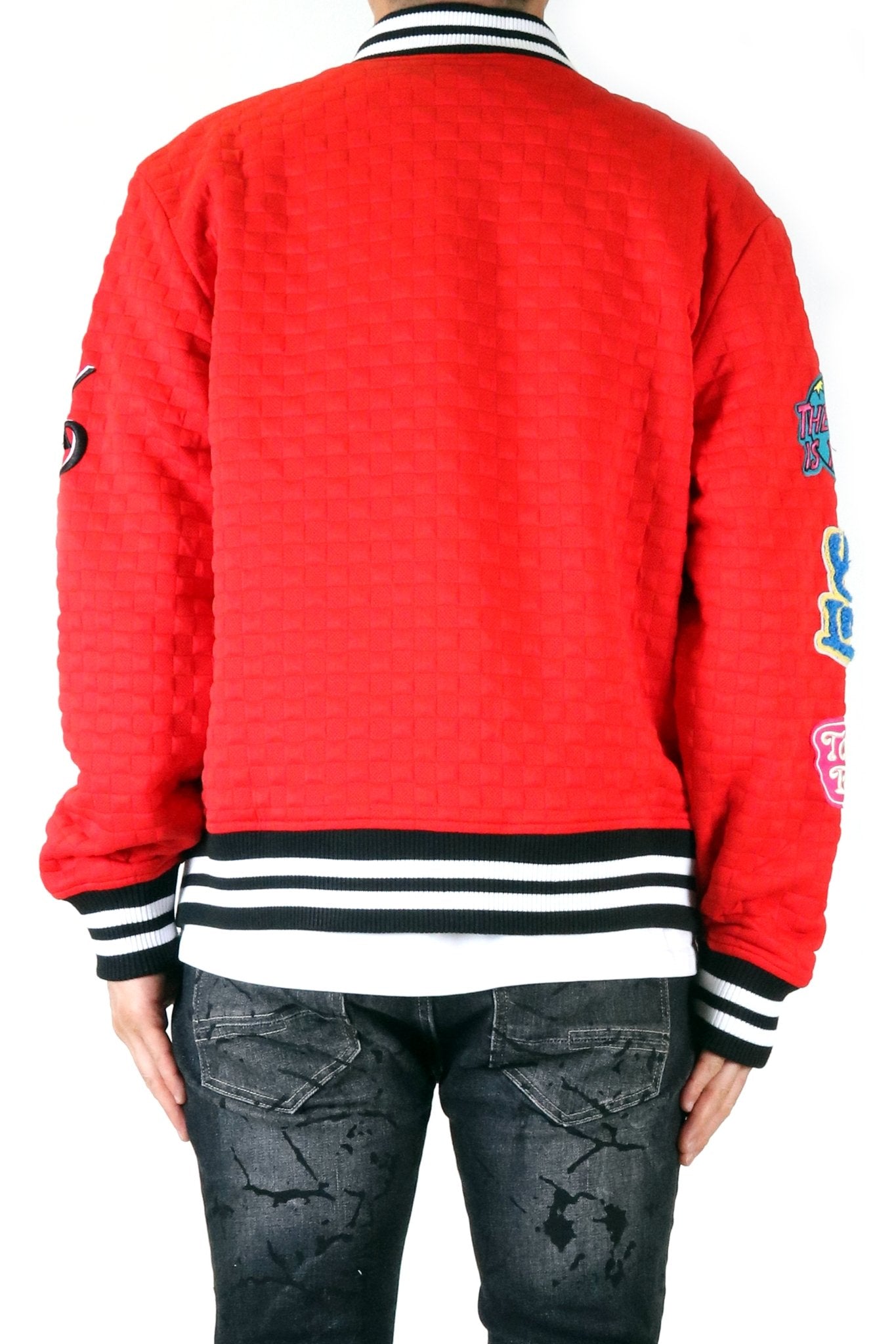 ROJO Waffle Square Pattern Jacket with patches – Love to Kleep ROJO Waffle Square Pattern Jacket with patches – Love to Kleep