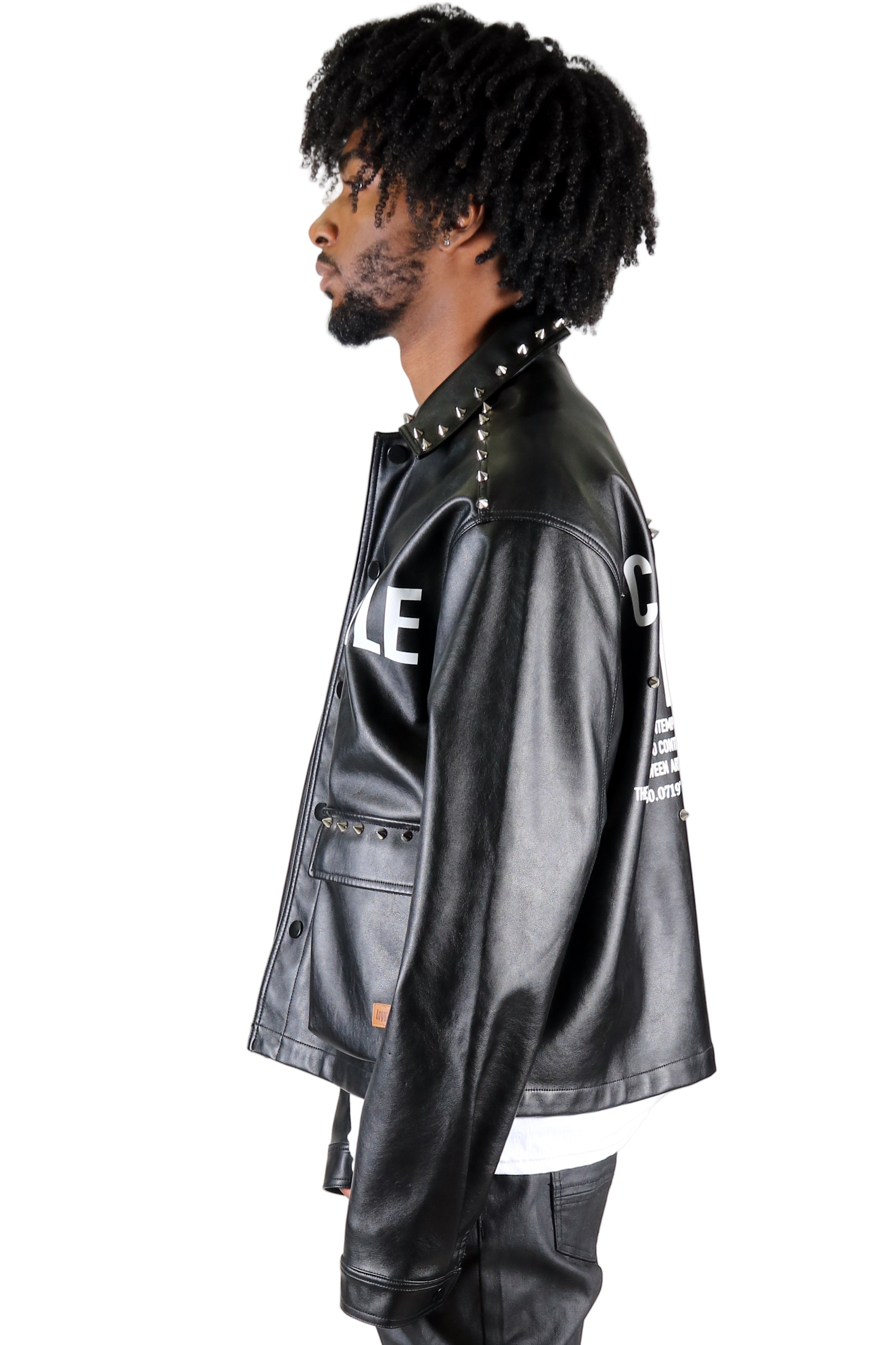 DIANTE★DD STUDS ECO LEATHER BLOUSON DIANTE☆DD STUDS ECO LEATHER BLOUSON THE ZIPPED STUDDED JACKET IN