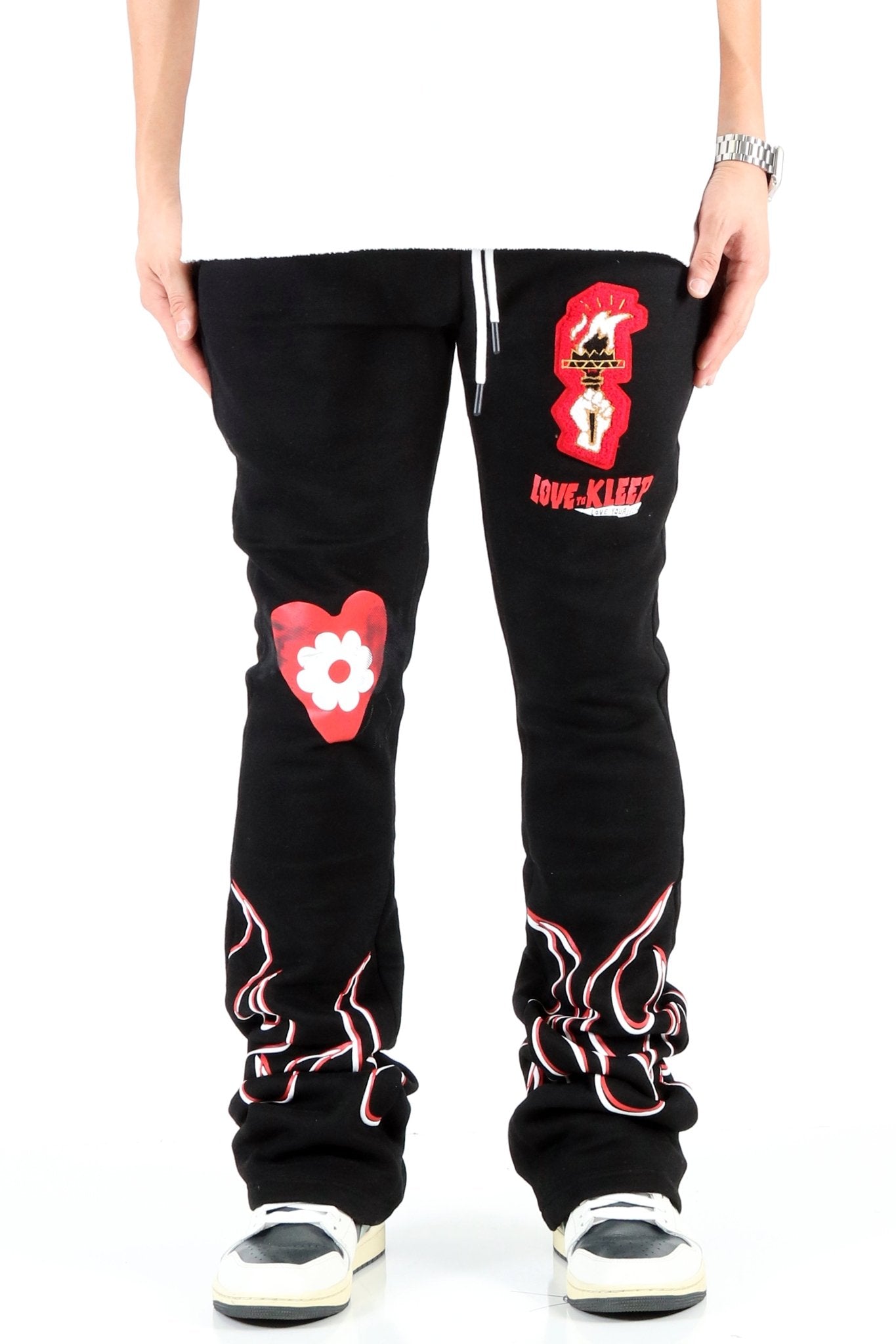 SPIDER Heavy weight brushed graphic skinny flare stacked pants - Love to KleepMen's SweatpantsKLEEPLove to Kleep