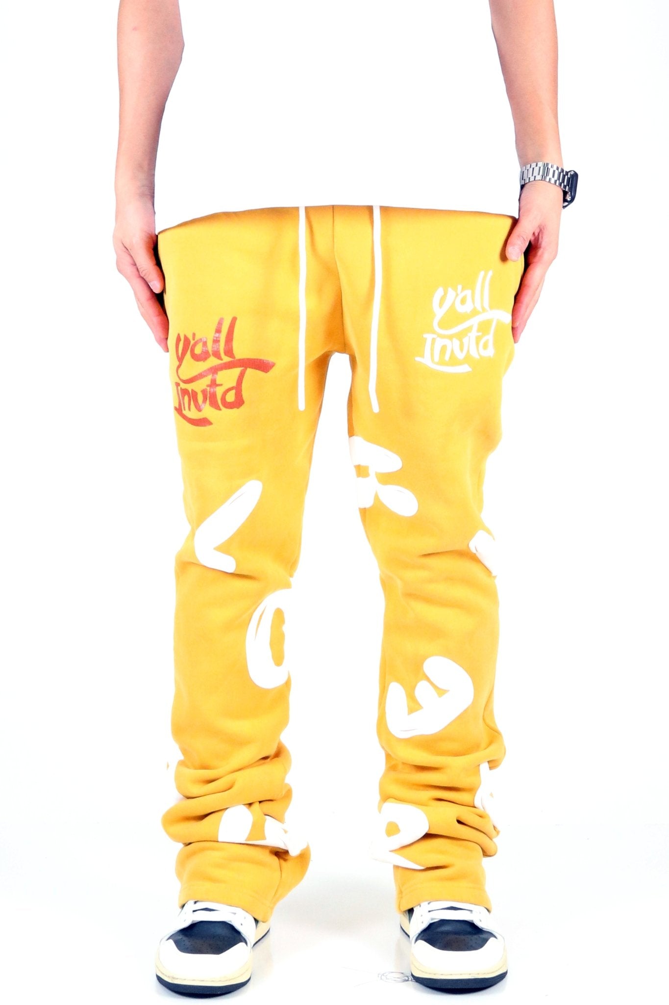 DAFFORD Heavy weight brushed graphic skinny flare stacked pants - Love to KleepMen's SweatpantsKLEEPLove to Kleep