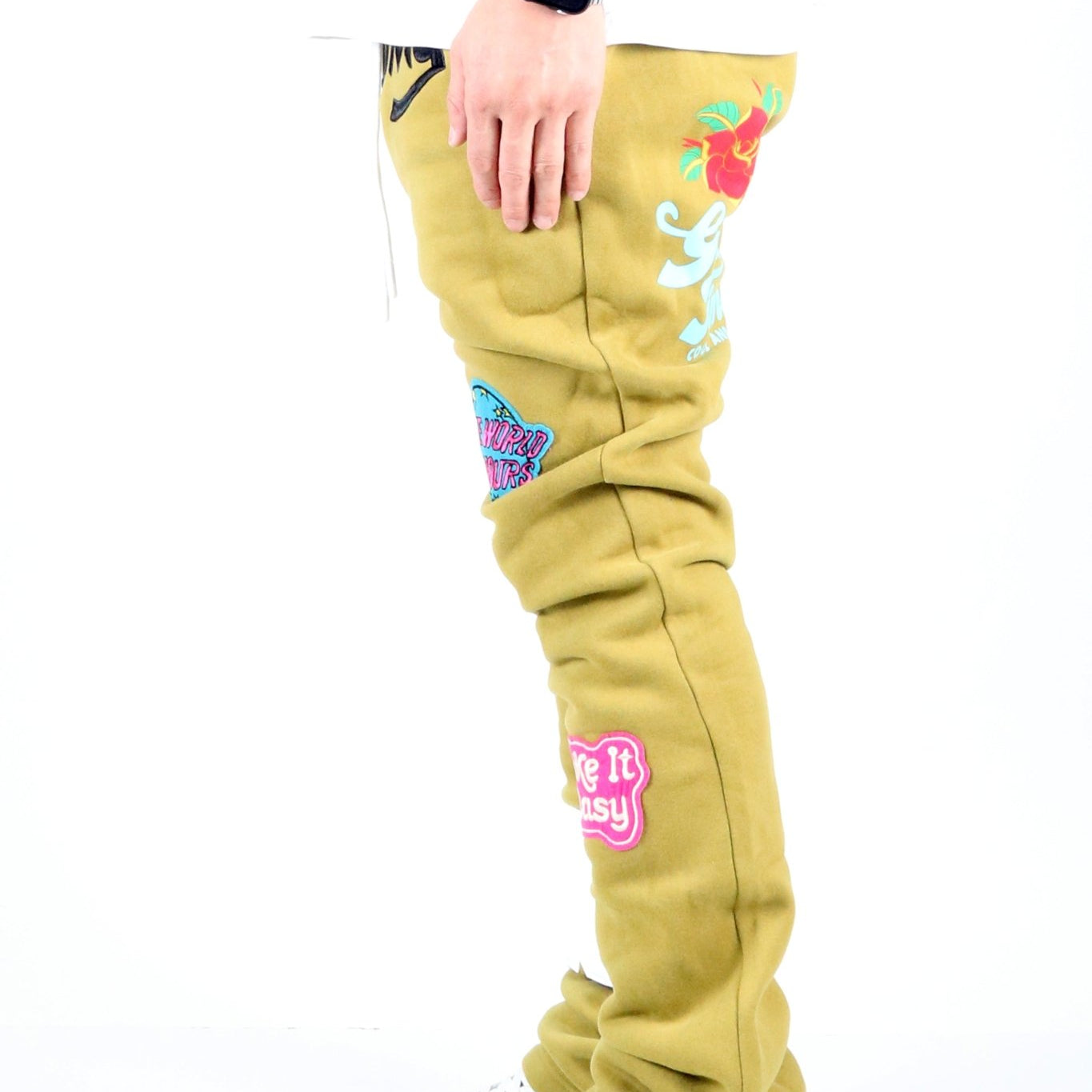 PEAR Heavy weight brushed graphic skinny flare stacked pants - Love to KleepMen's SweatpantsKLEEPLove to Kleep