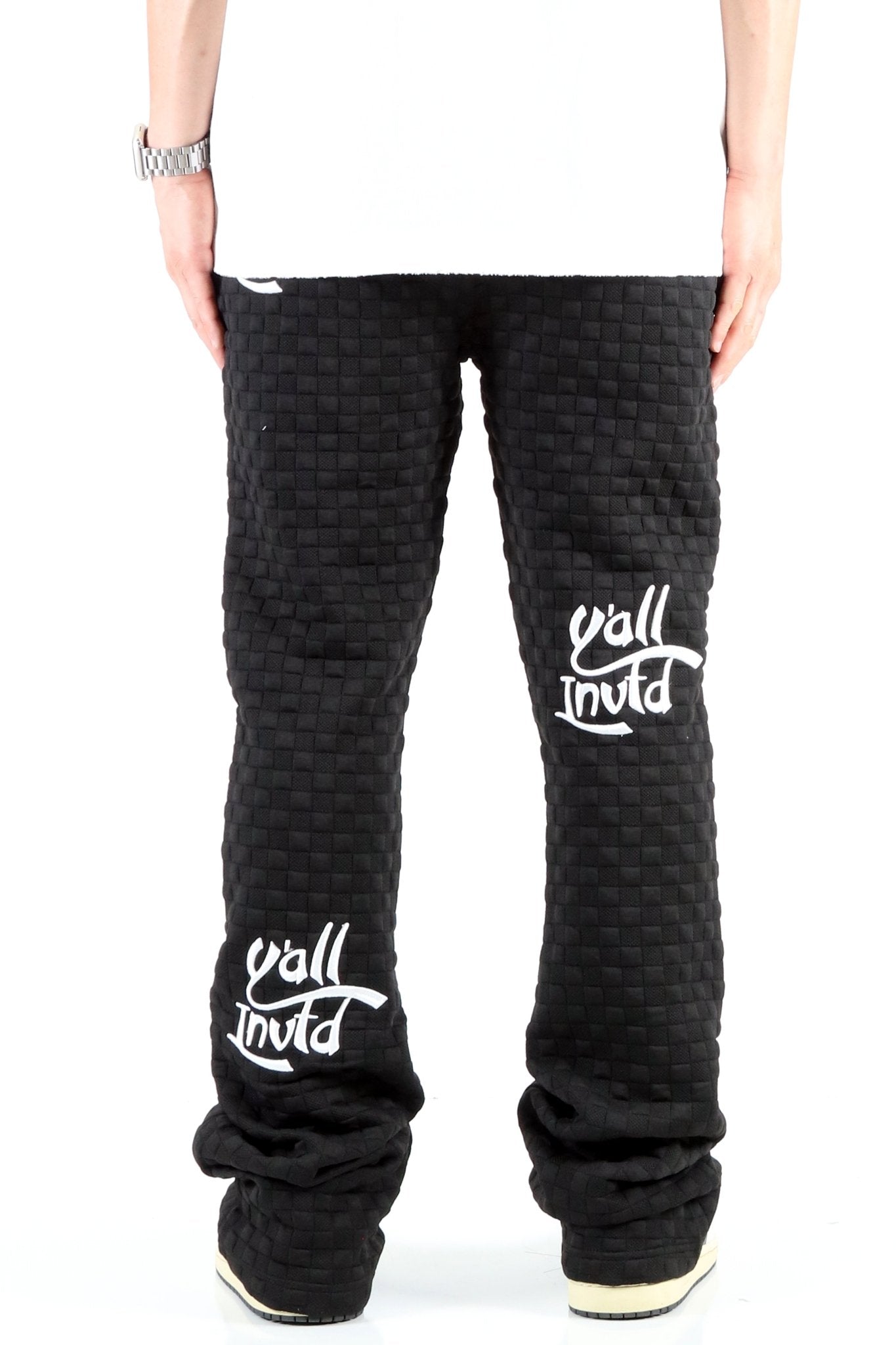 KUROI Waffle fleece graphic skinny flare stacked pants - Love to KleepMen's SweatpantsKLEEPLove to Kleep