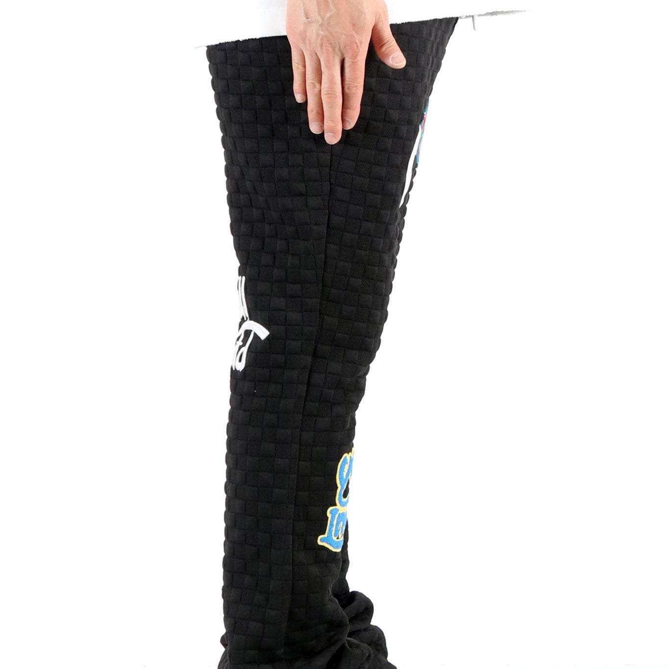 KUROI Waffle fleece graphic skinny flare stacked pants - Love to KleepMen's SweatpantsKLEEPLove to Kleep