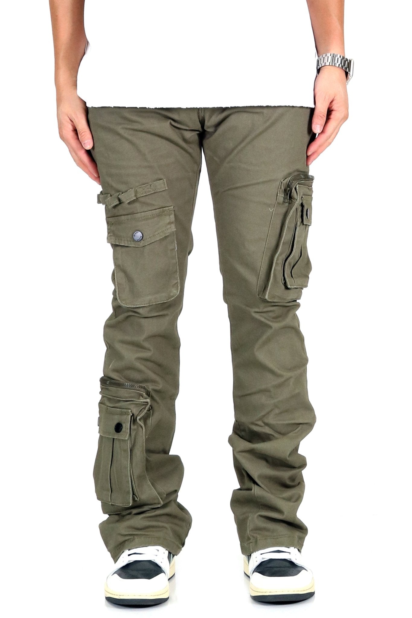 Rapto Men's premium twill olive cargo stacked pants. - Love to KleepMen's PantsKLEEPLove to Kleep