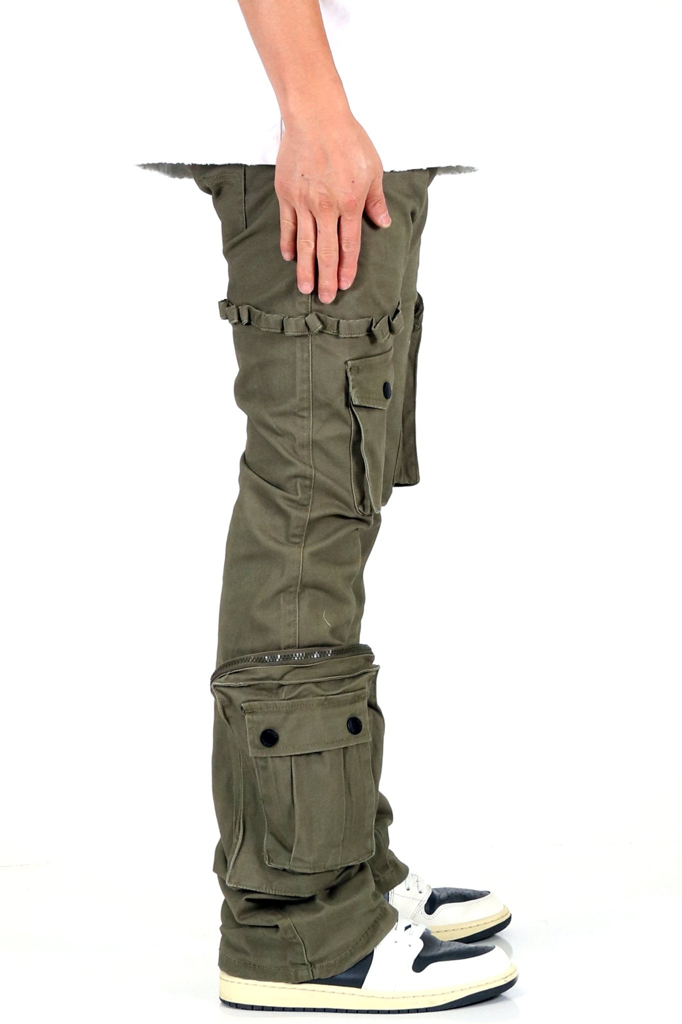 Herlipto*Montaigne Twill Cargo Pants Rapto Men's premium twill olive cargo stacked pants. – Love