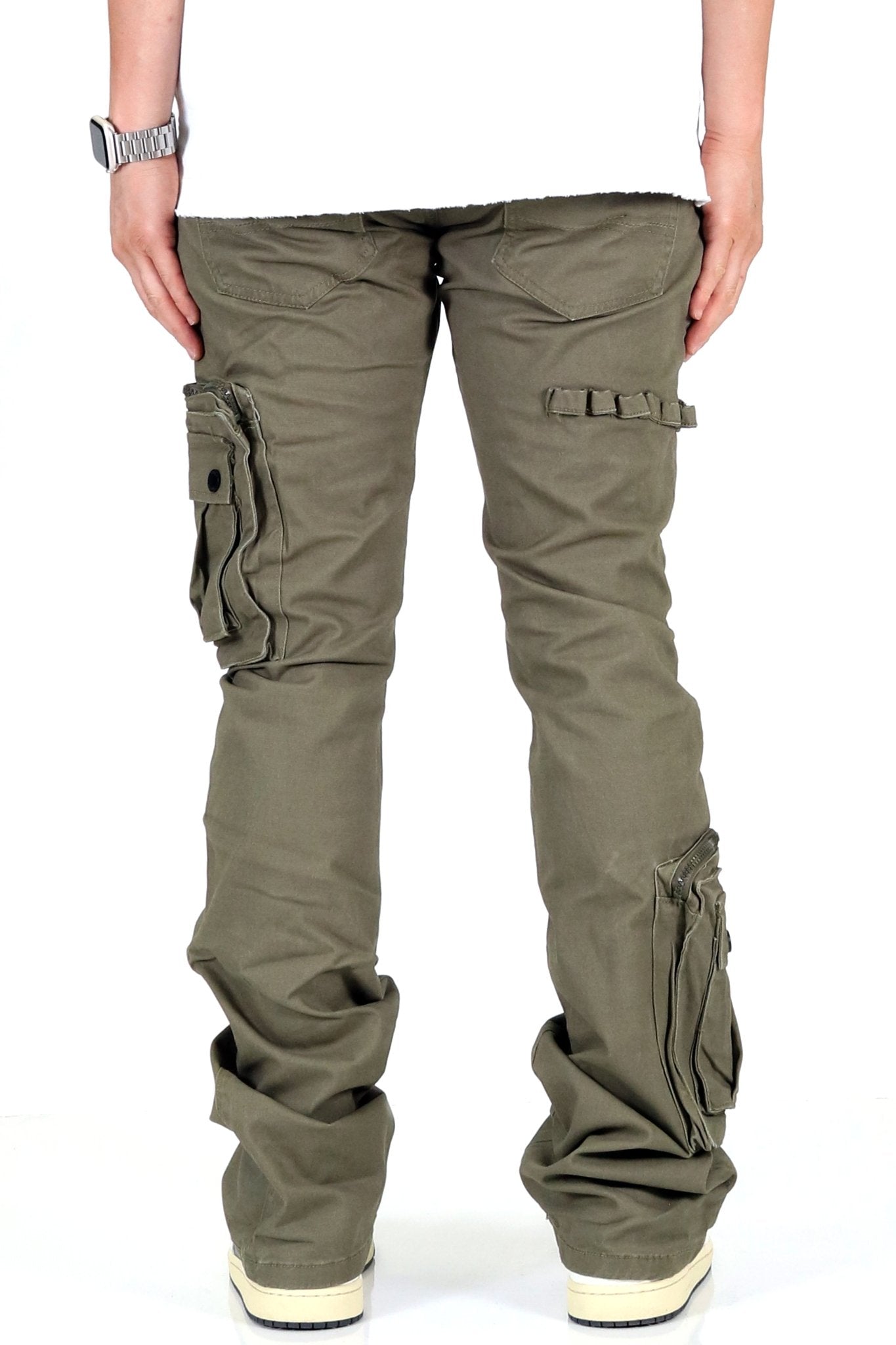 Rapto Men's premium twill olive cargo stacked pants. - Love to KleepMen's PantsKLEEPLove to Kleep