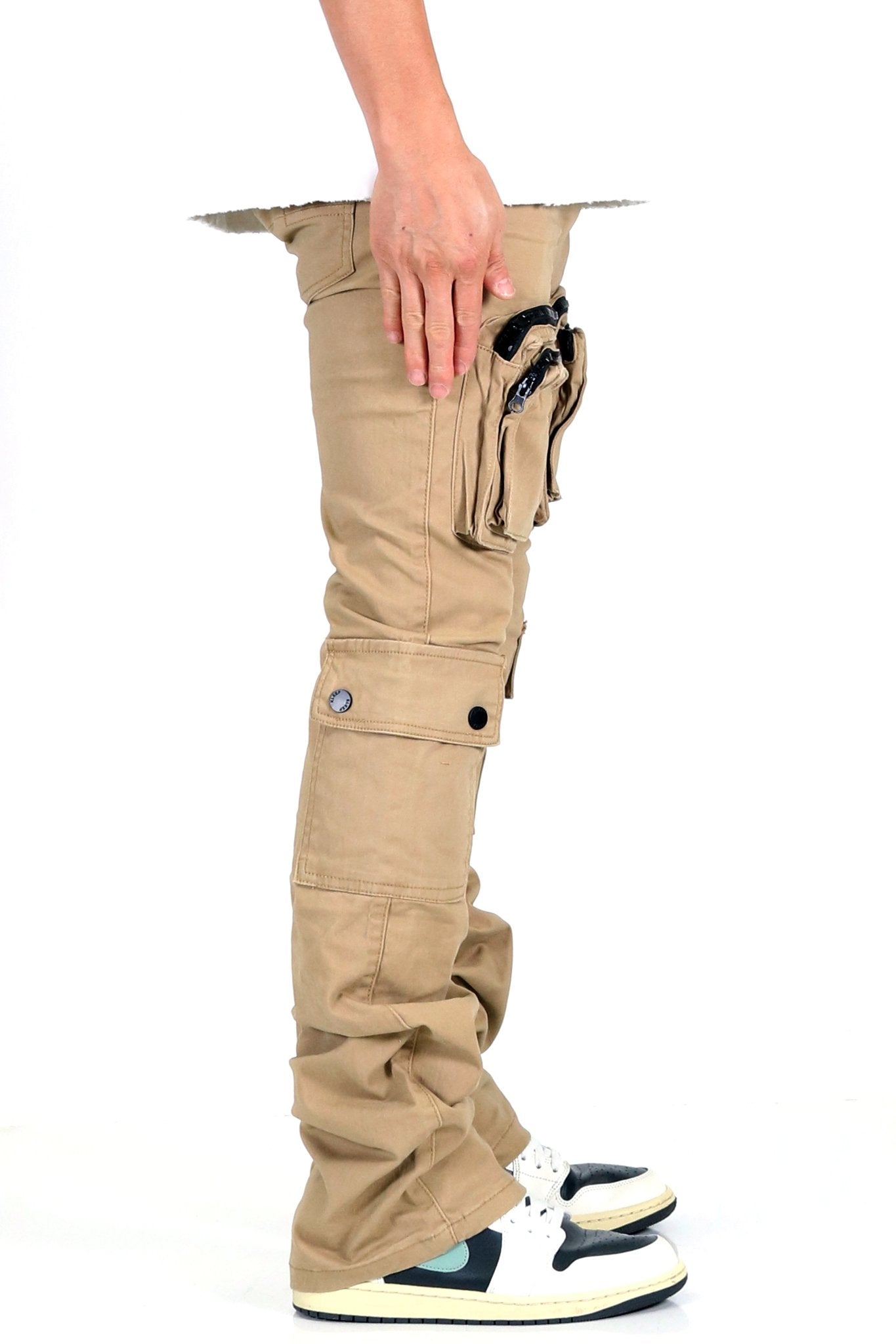 VENGE Men's premium twill khaki stacked cargo pants. - Love to KleepMen's PantsKLEEPLove to Kleep