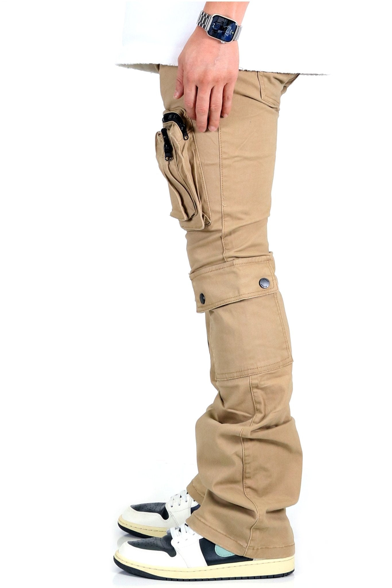 VENGE Men's premium twill khaki stacked cargo pants. – Love