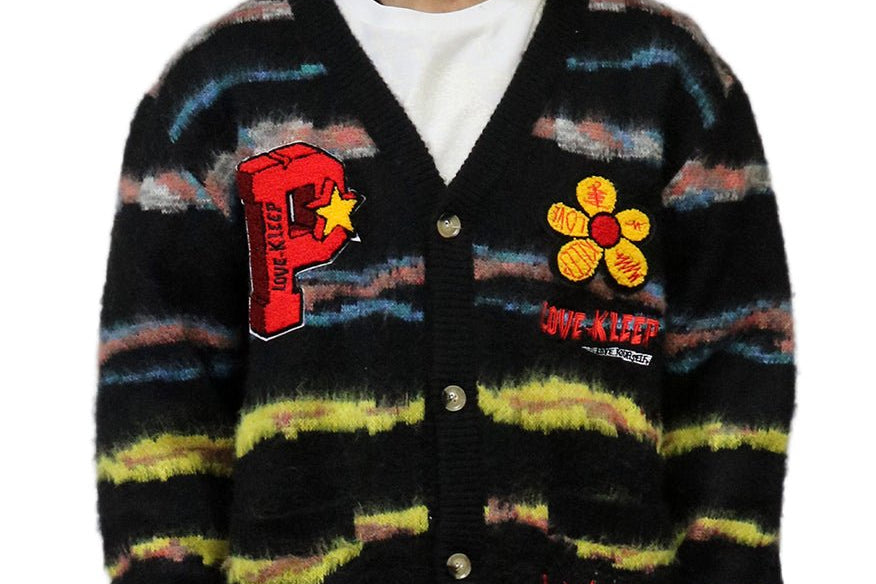 DEWEY Men's premium sweater cardigan with embroidery & patches - Love to KleepMen's CardiganKLEEPLove to Kleep