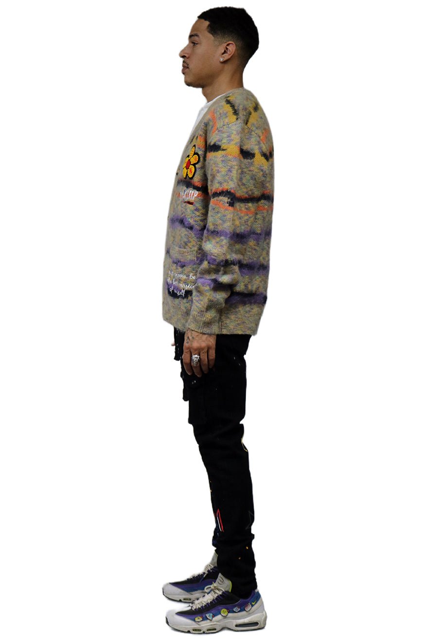 MEZZINE Men's premium sweater cardigan with embroidery