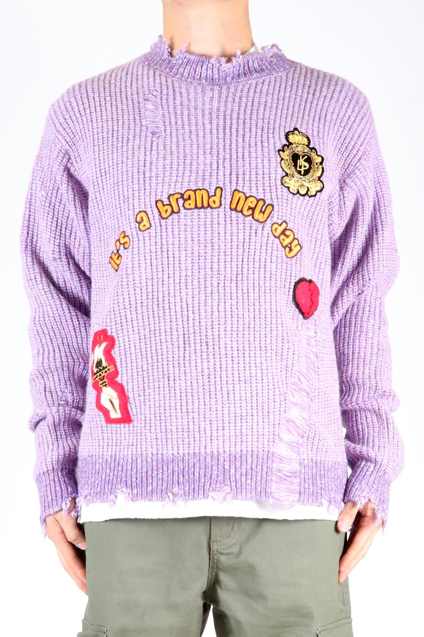 RODRI Heavy Gauge Ripped Knit Sweater with patches - Love to KleepMen's SweaterKLEEPLove to Kleep