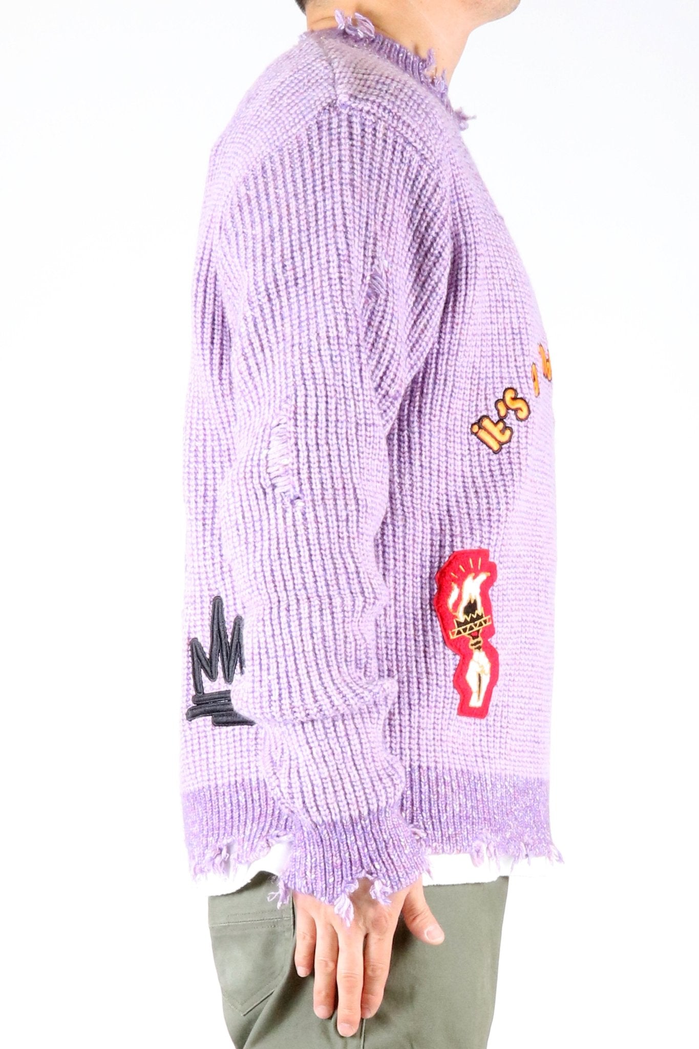 RODRI Heavy Gauge Ripped Knit Sweater with patches - Love to KleepMen's SweaterKLEEPLove to Kleep