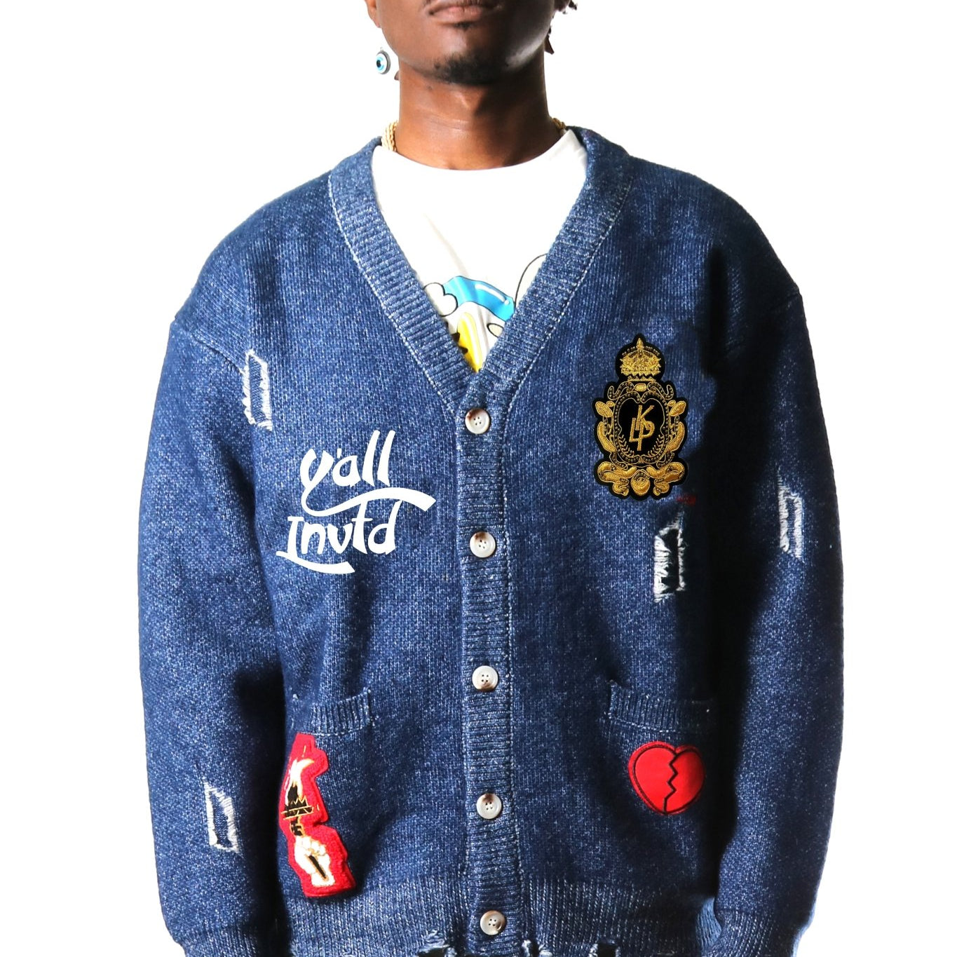 MAINZ Men's premium sweater cardigan with embroidery & patches - Love to KleepMen's CardiganKLEEPLove to Kleep