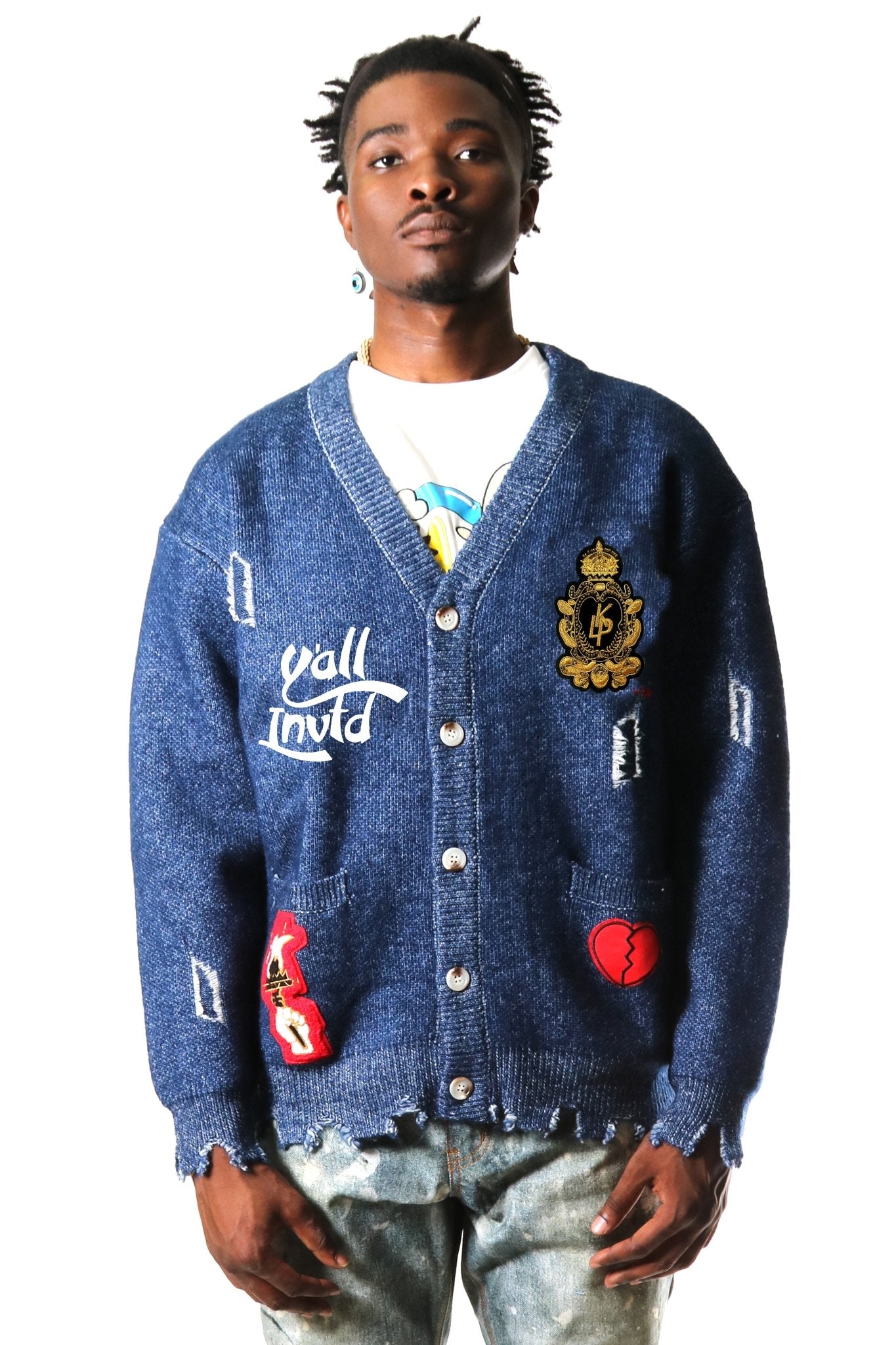 MAINZ Men's premium sweater cardigan with embroidery & patches - Love to KleepMen's CardiganKLEEPLove to Kleep