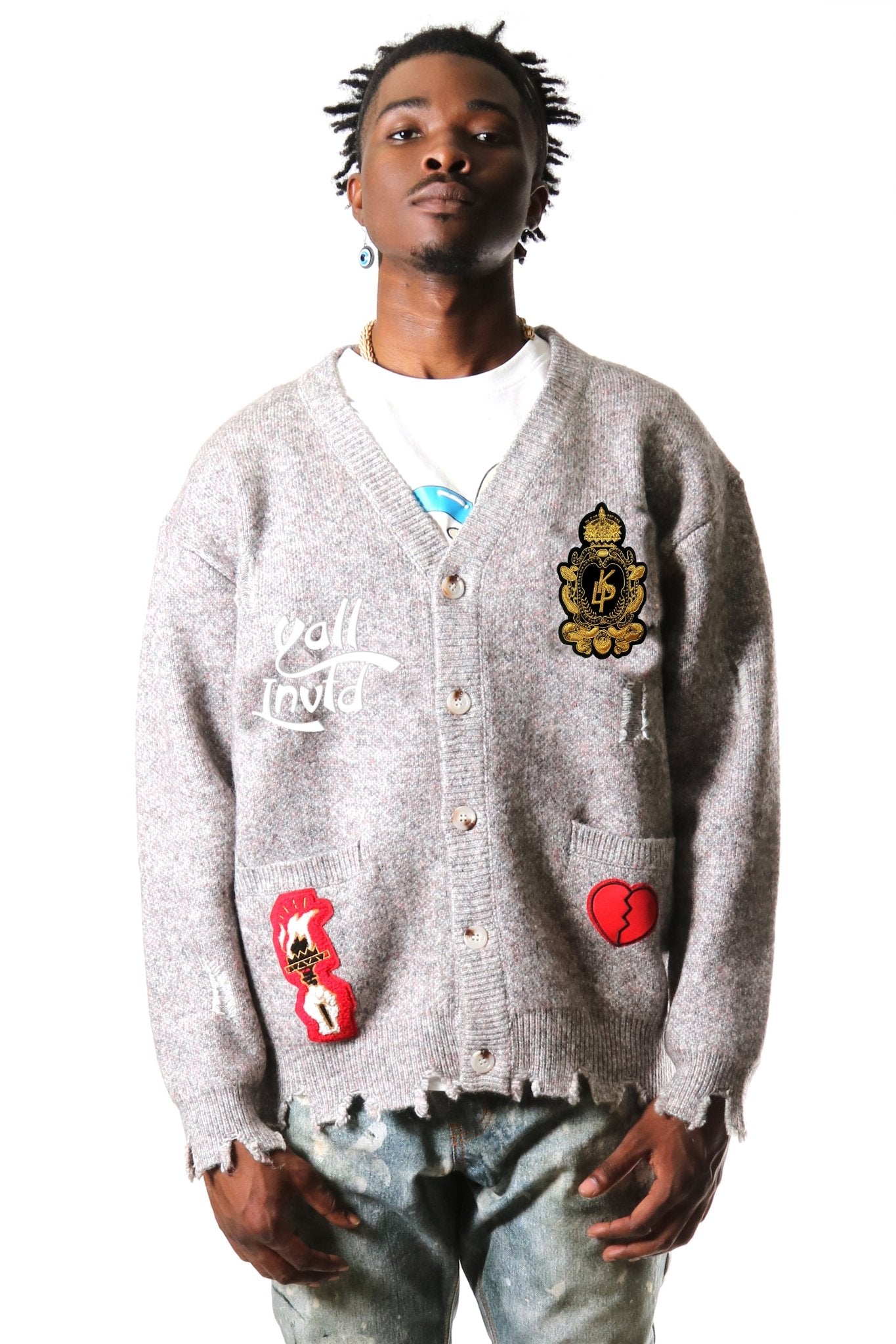 SUPA Men's premium sweater cardigan with embroidery & patches - Love to KleepMen's CardiganKLEEPLove to Kleep