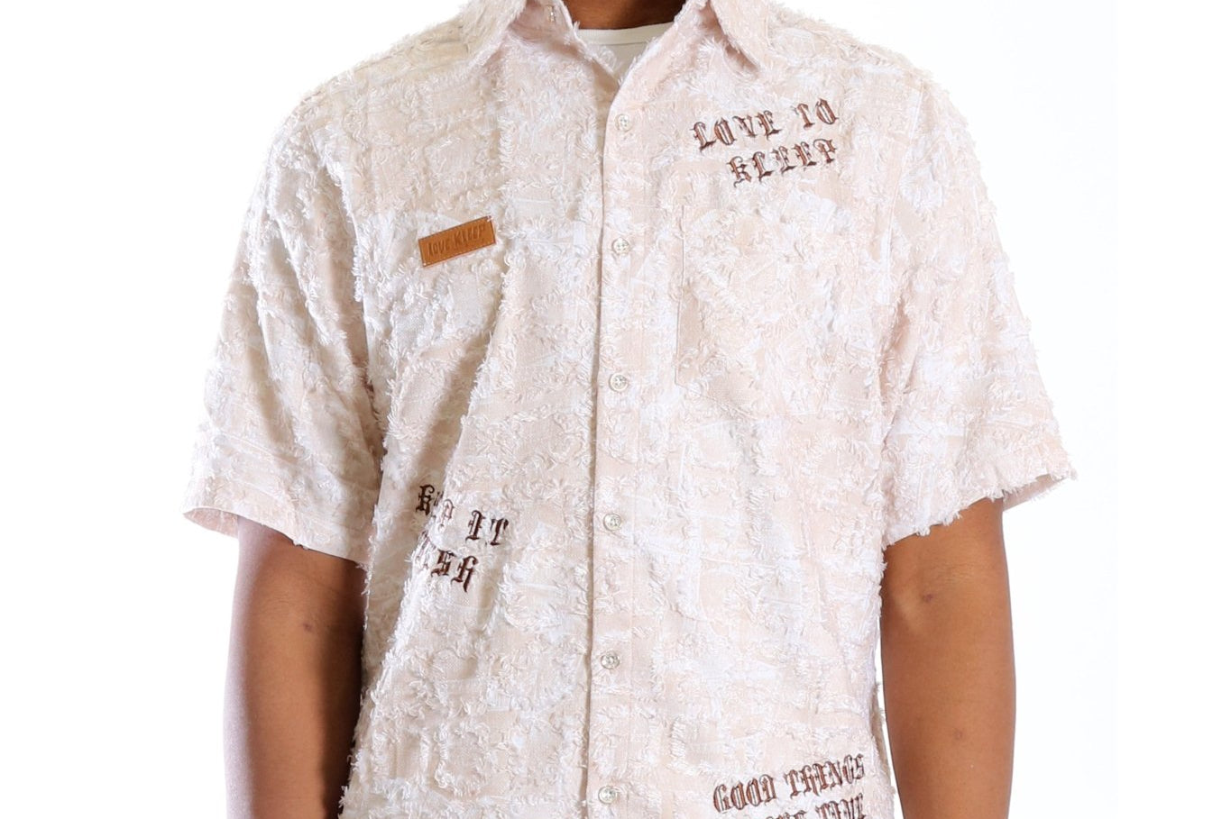BATCH Men's ripped & repaired short sleeve button down shirt - Love to KleepMen's ShirtKLEEPLove to Kleep