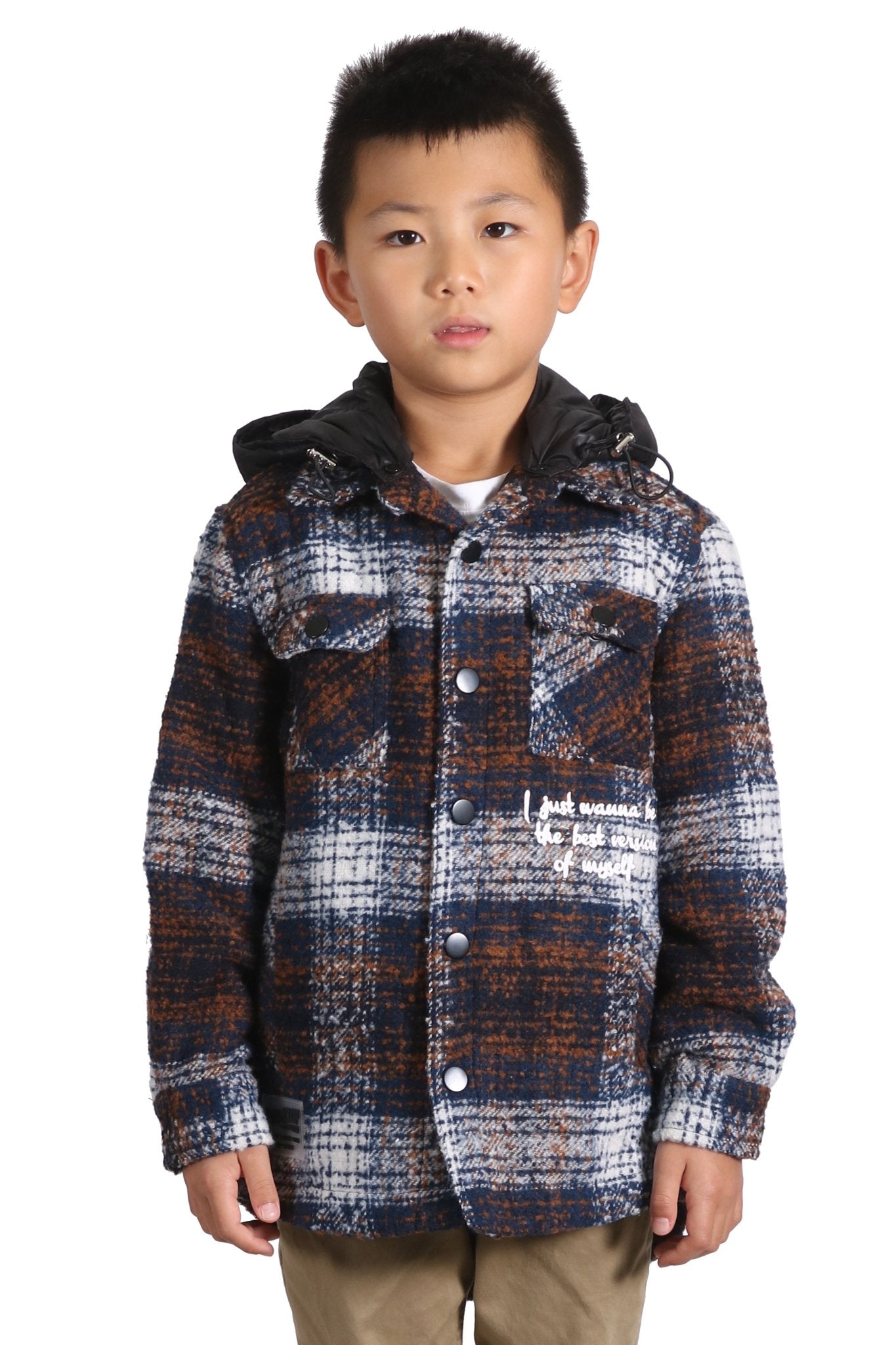 REYNA Kid's Oversize Flannel outer shirket with detachable padded cire hood - Love to KleepKid's JacketKLEEPLove to Kleep