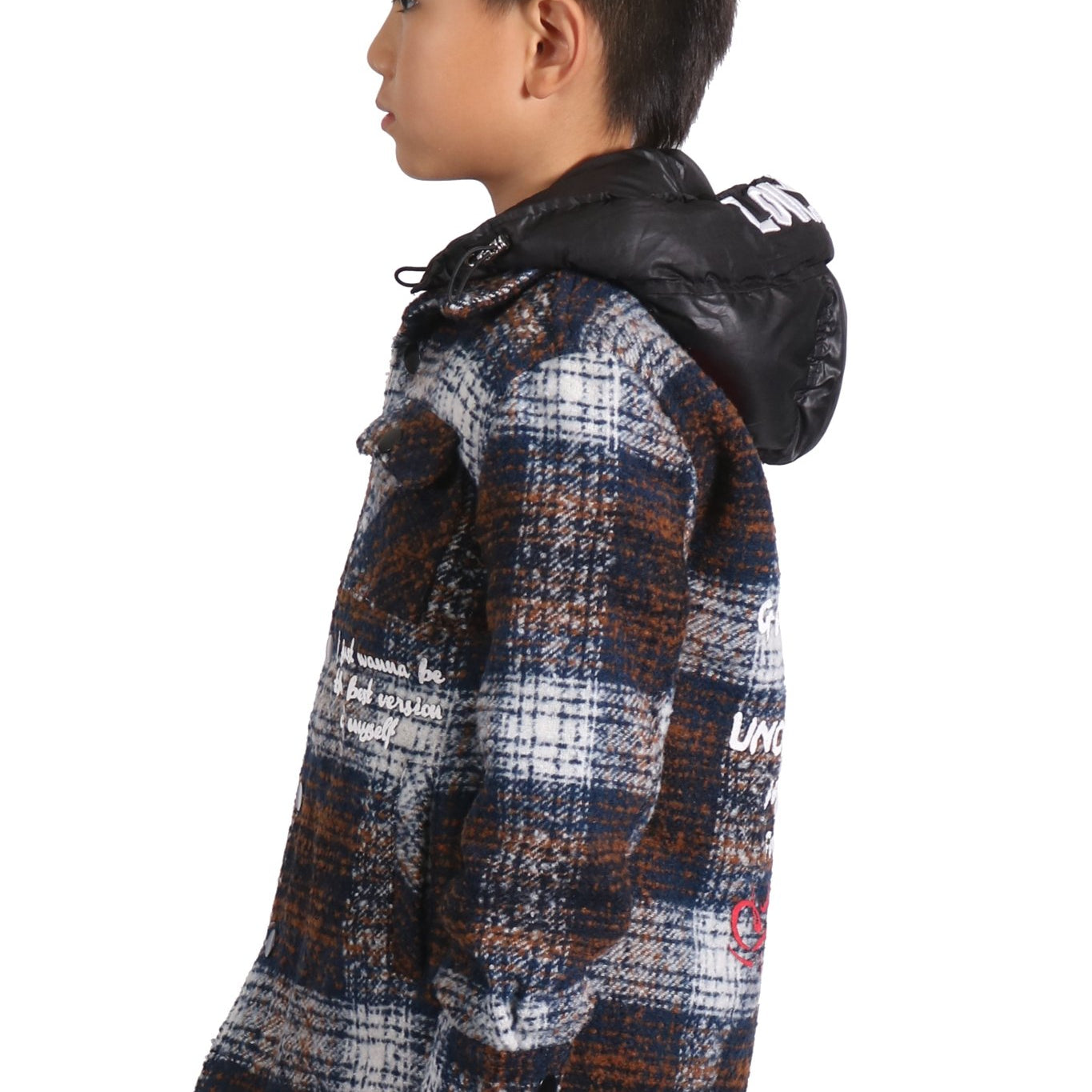 REYNA Kid's Oversize Flannel outer shirket with detachable padded cire hood - Love to KleepKid's JacketKLEEPLove to Kleep