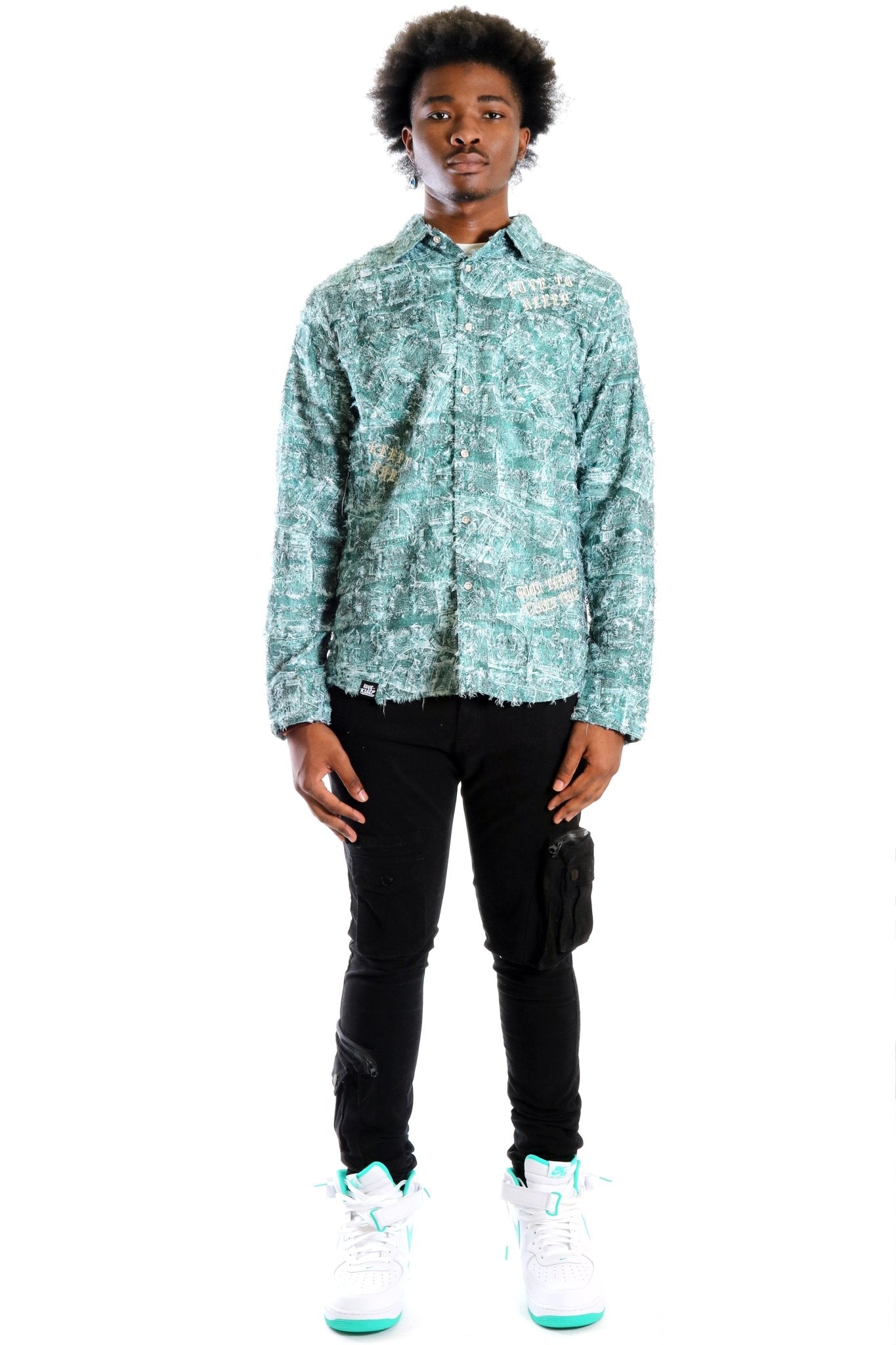 Fisher Men's ripped & repaired button down shirt - Love to KleepMen's ShirtKLEEPLove to Kleep