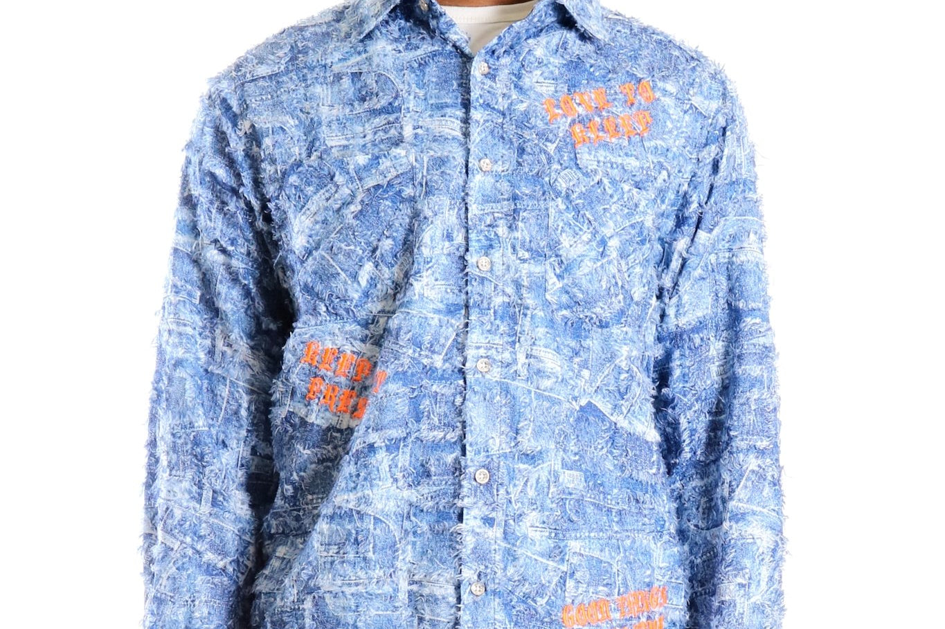 Lenox Men's ripped & repaired button down shirt - Love to KleepMen's ShirtKLEEPLove to Kleep