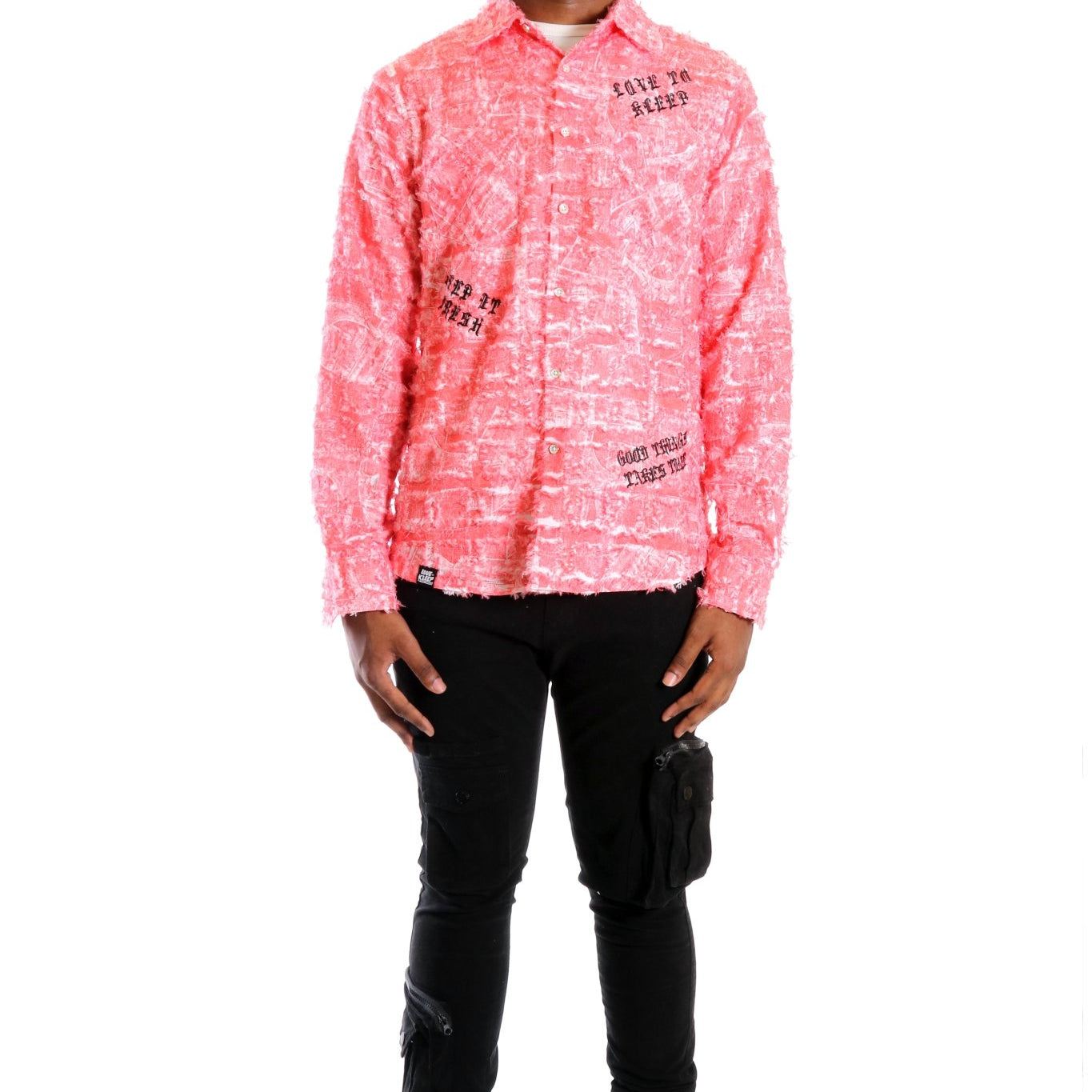 Tasse Men's ripped & repaired button down shirt - Love to KleepMen's ShirtKLEEPLove to Kleep