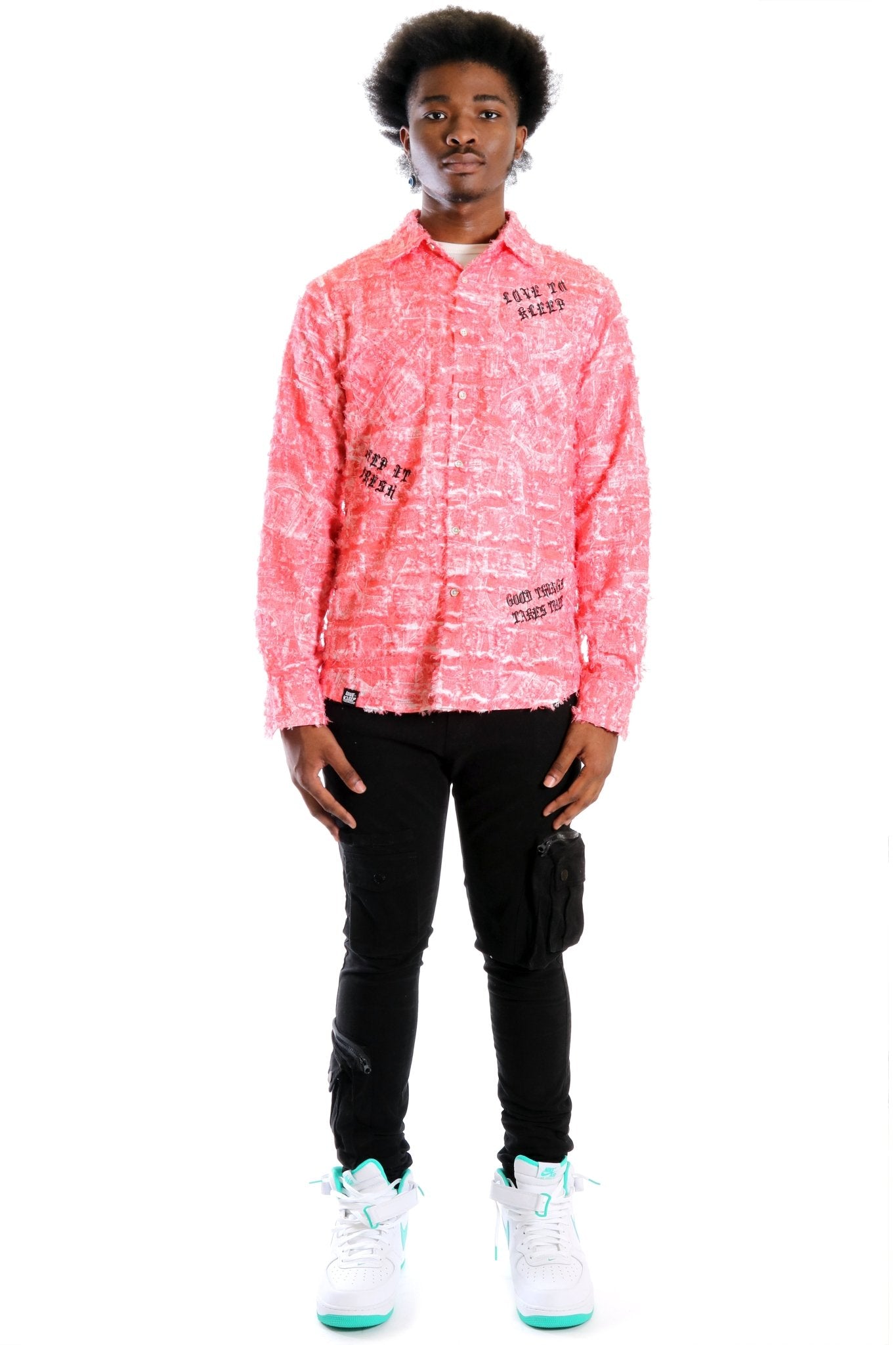 Tasse Men's ripped & repaired button down shirt - Love to KleepMen's ShirtKLEEPLove to Kleep