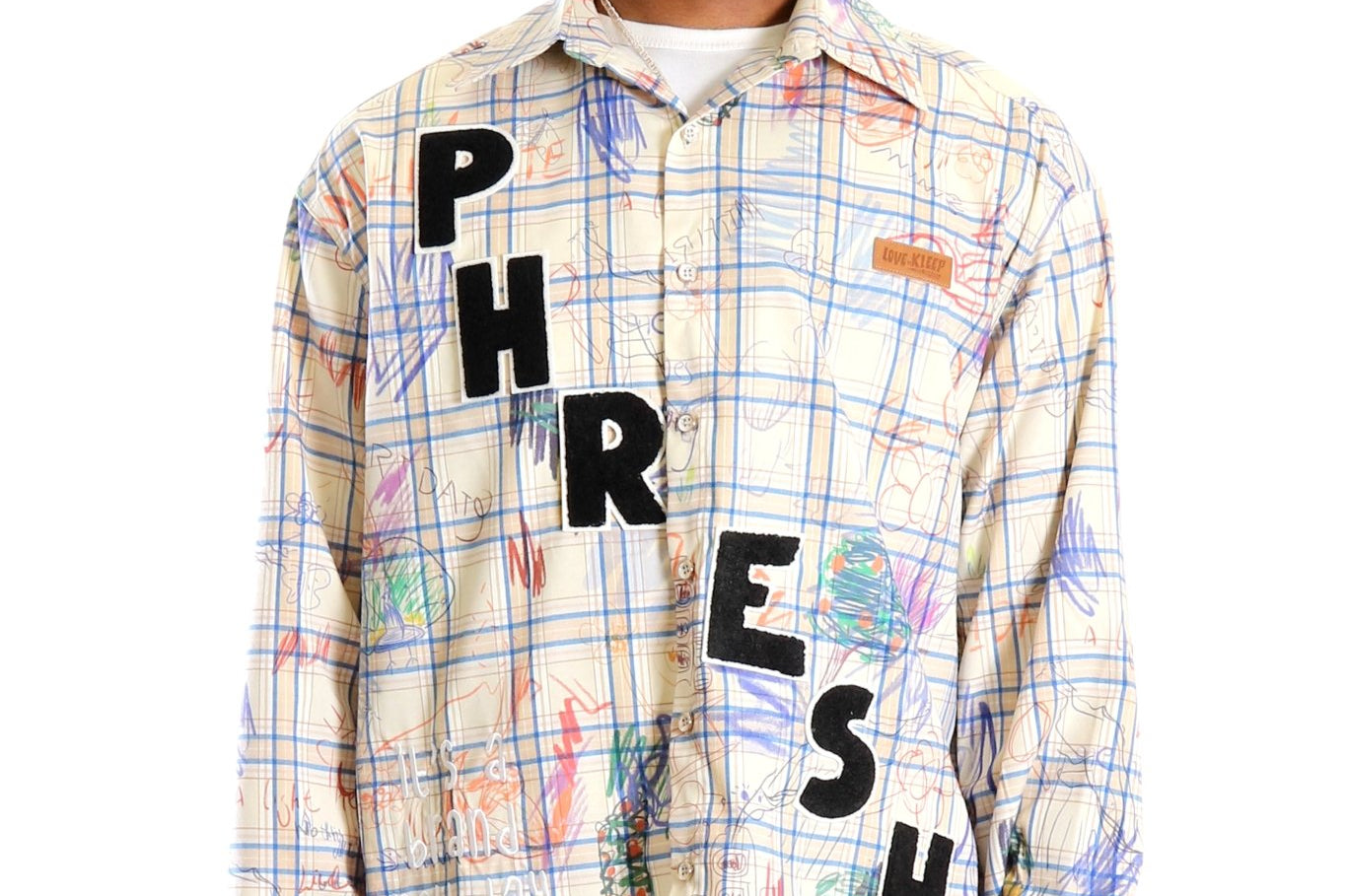 Nirve L.T.K. Men's premium Long Sleeve Plaid button down shirt with hand sketch drawing pop art - Love to KleepMen's ShirtKLEEPLove to Kleep