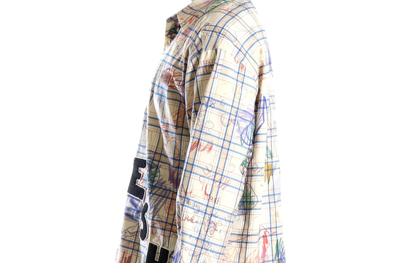 Nirve L.T.K. Men's premium Long Sleeve Plaid button down shirt with hand sketch drawing pop art - Love to KleepMen's ShirtKLEEPLove to Kleep