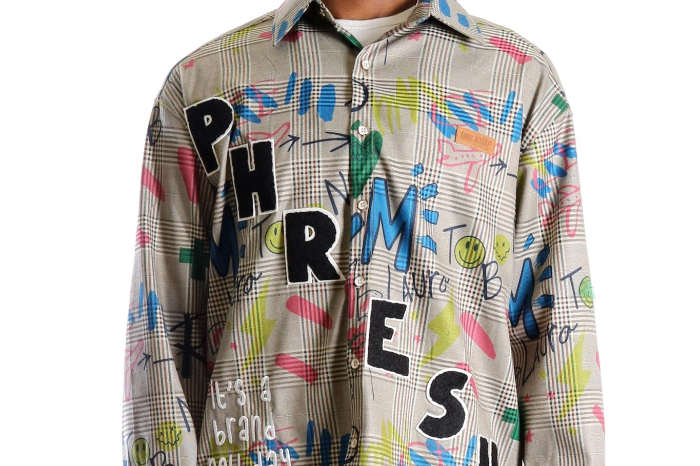 Rans L.T.K. Men's premium Long Sleeve Plaid button down shirt with hand sketch drawing pop art - Love to KleepMen's ShirtKLEEPLove to Kleep