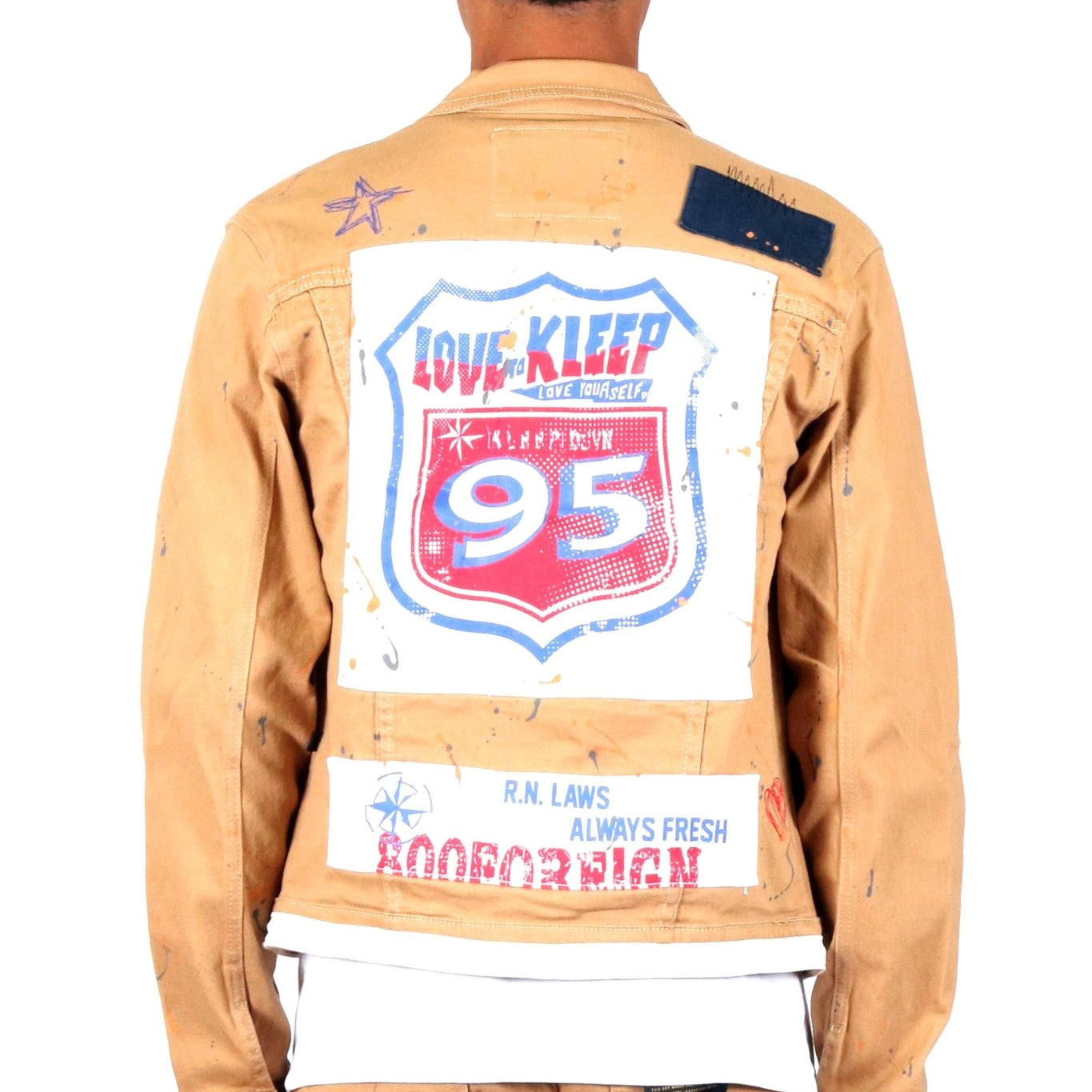 Antelope Men's graphic print patches with cut and sew cotton timber washed stretchable twill jacket - Love to KleepMen's JacketKLEEPLove to Kleep