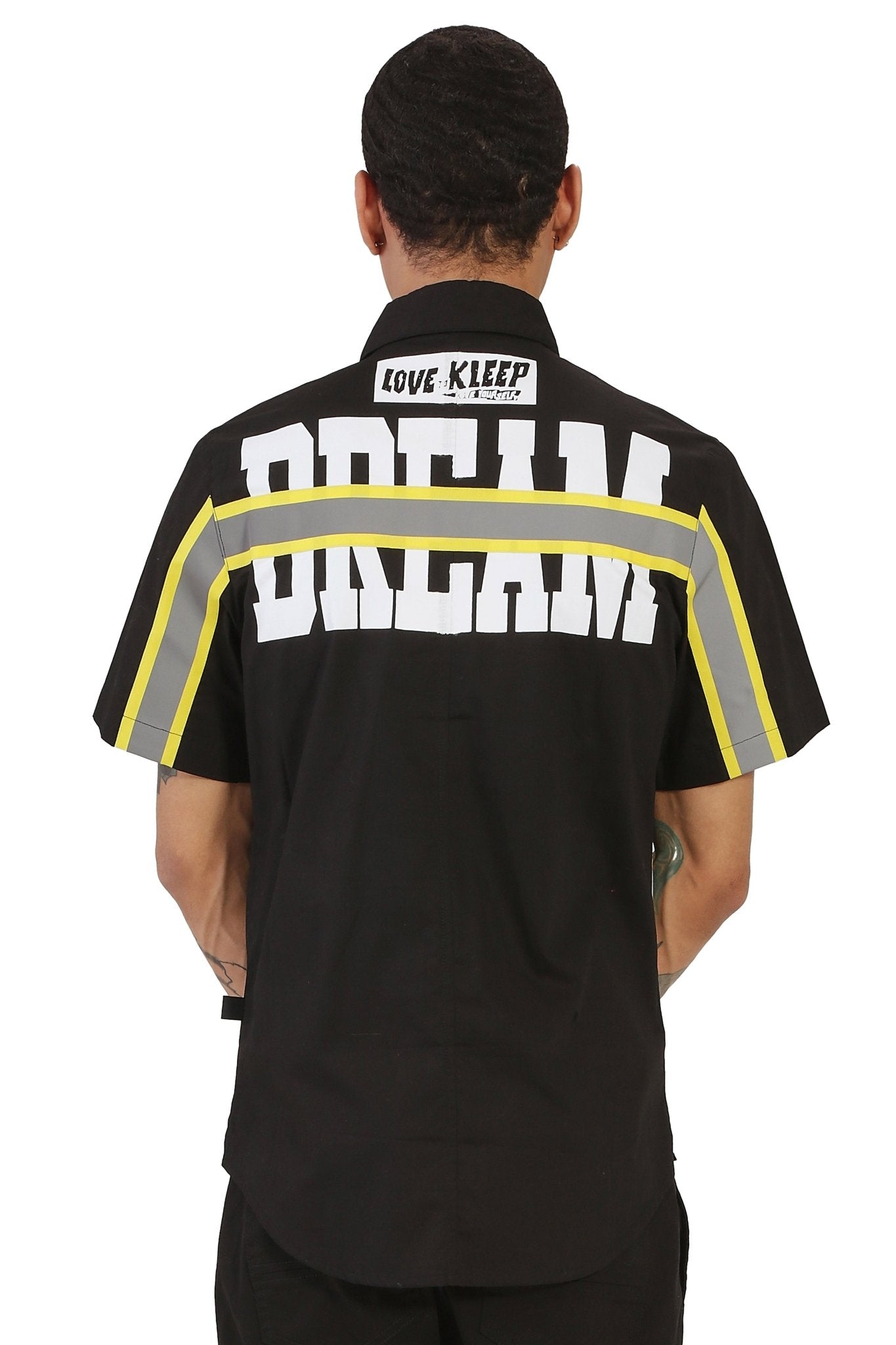 KINYO Men's premium poplin black shortsleeve buttondown shirt - Love to KleepMen's ShirtKLEEPLove to Kleep
