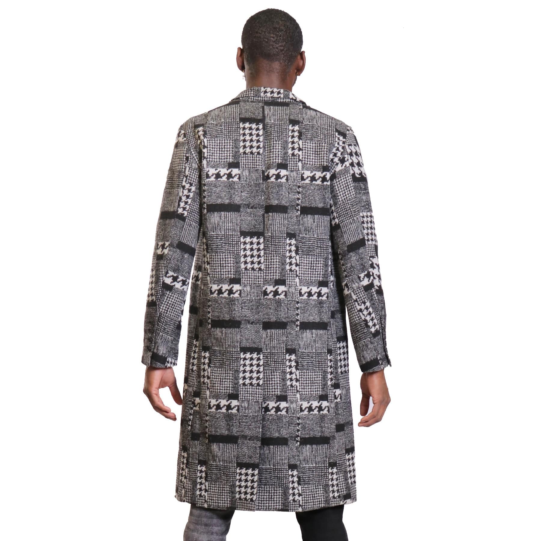 Neo black and white houndstooth pattern Wool Coat Jacket – Love to 